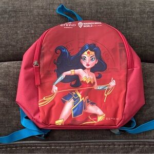 Wonder Woman Red Backpack with Red Superhero Costume Cape